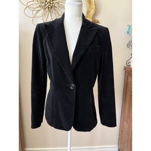 Isabella DeMarco Black Velvet Blazer Women Size 6 Single Button Tuxedo Jacket